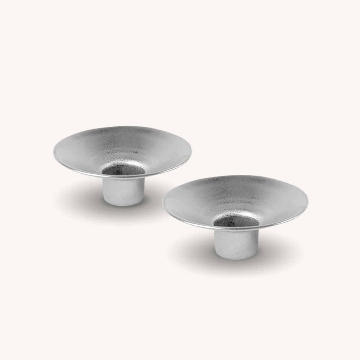 Medium Silver Metal Candle Holder 2 Pack