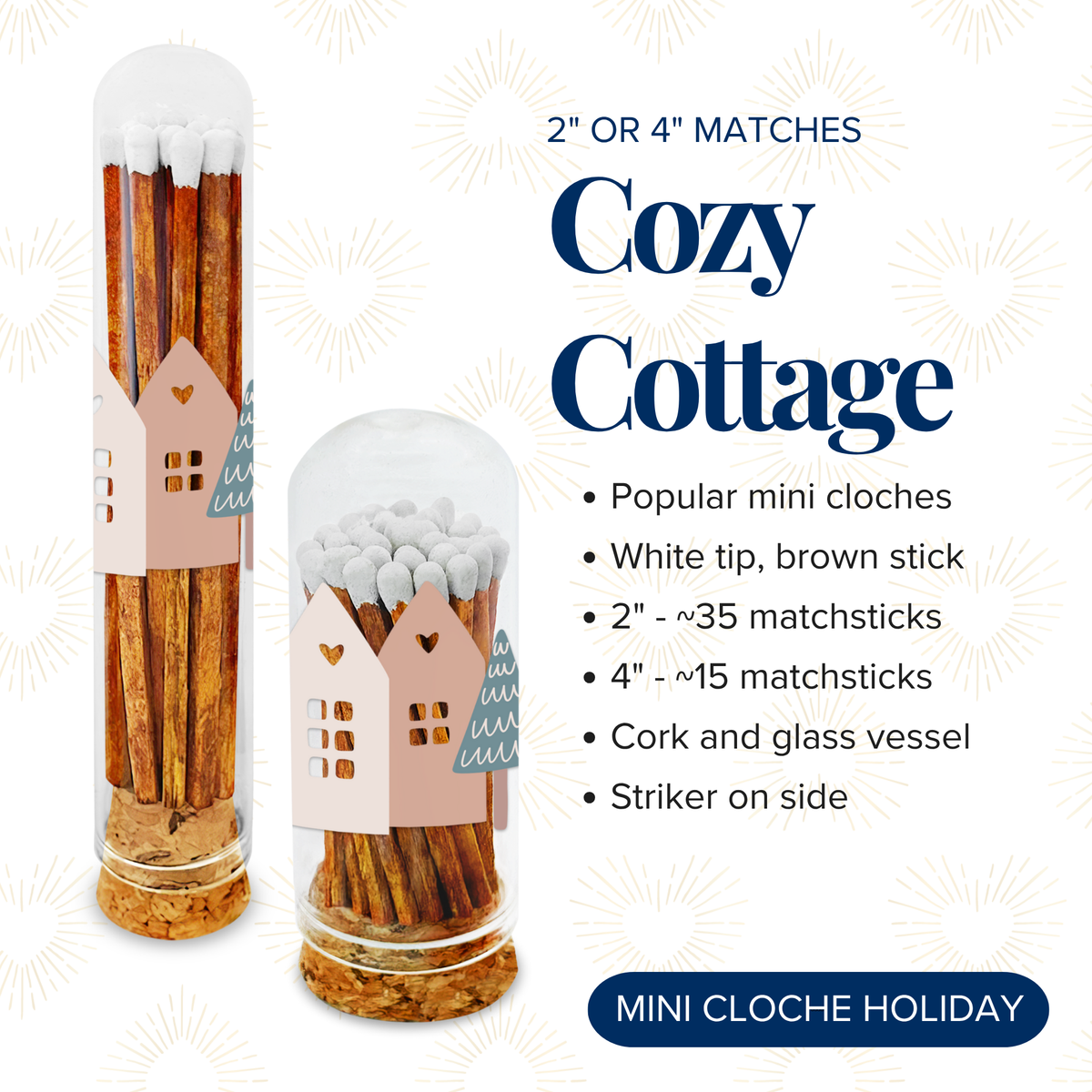 4" Matches- Golden Menorah