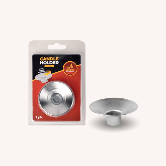 Medium Silver Metal Candle Holder 2 Pack