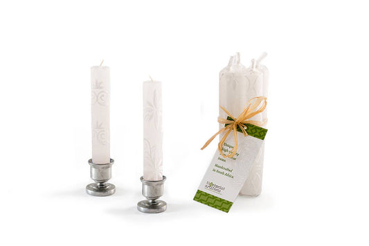 4 White on White Shabbat Candles