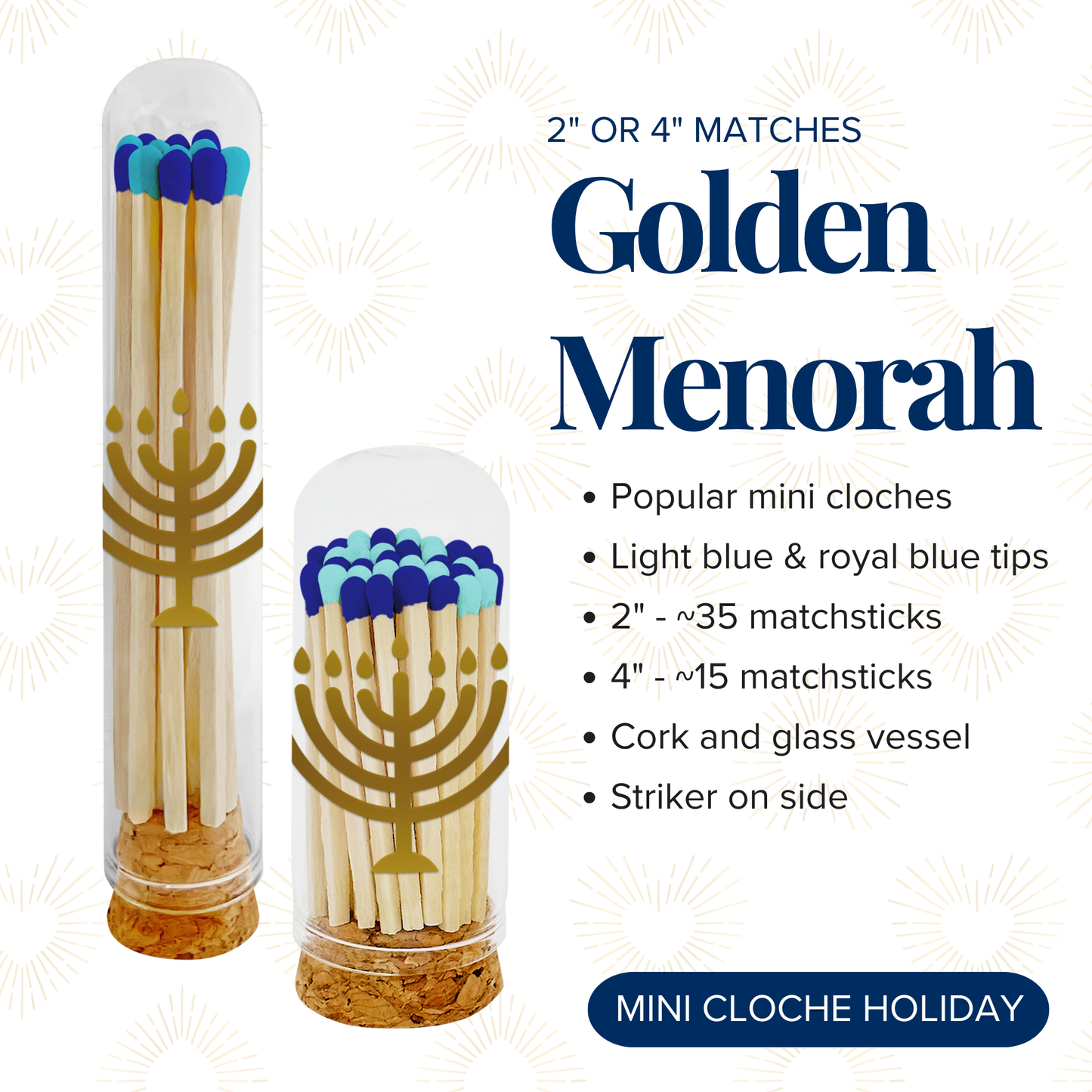 4" Matches- Golden Menorah