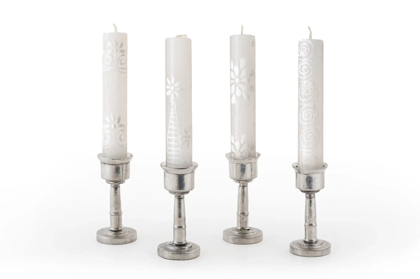 4 White on White Shabbat Candles