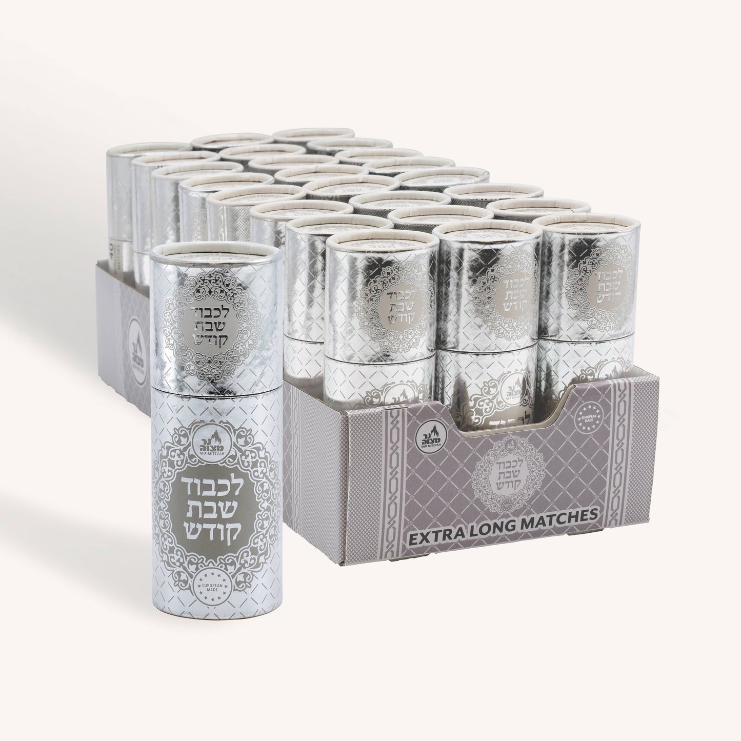 Extra Long Shabbos Matches 40/Silver Tube