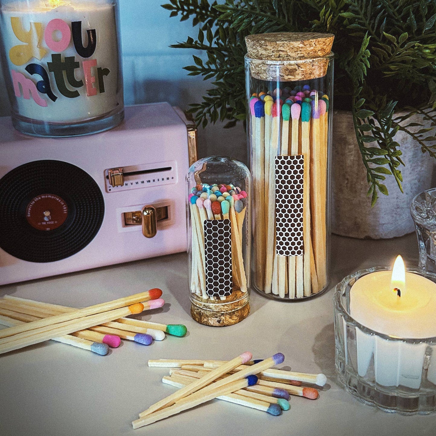 2" Matches in Jar  -Rainbow