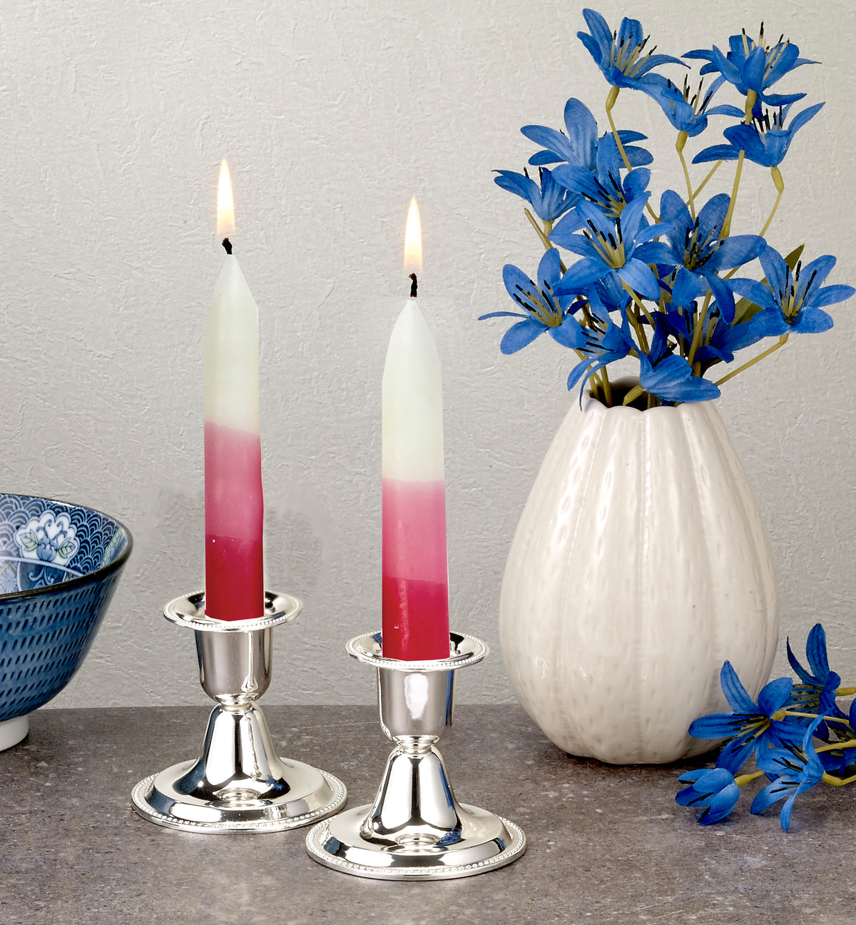 PINK/WHITE SHABBAT CANDLES